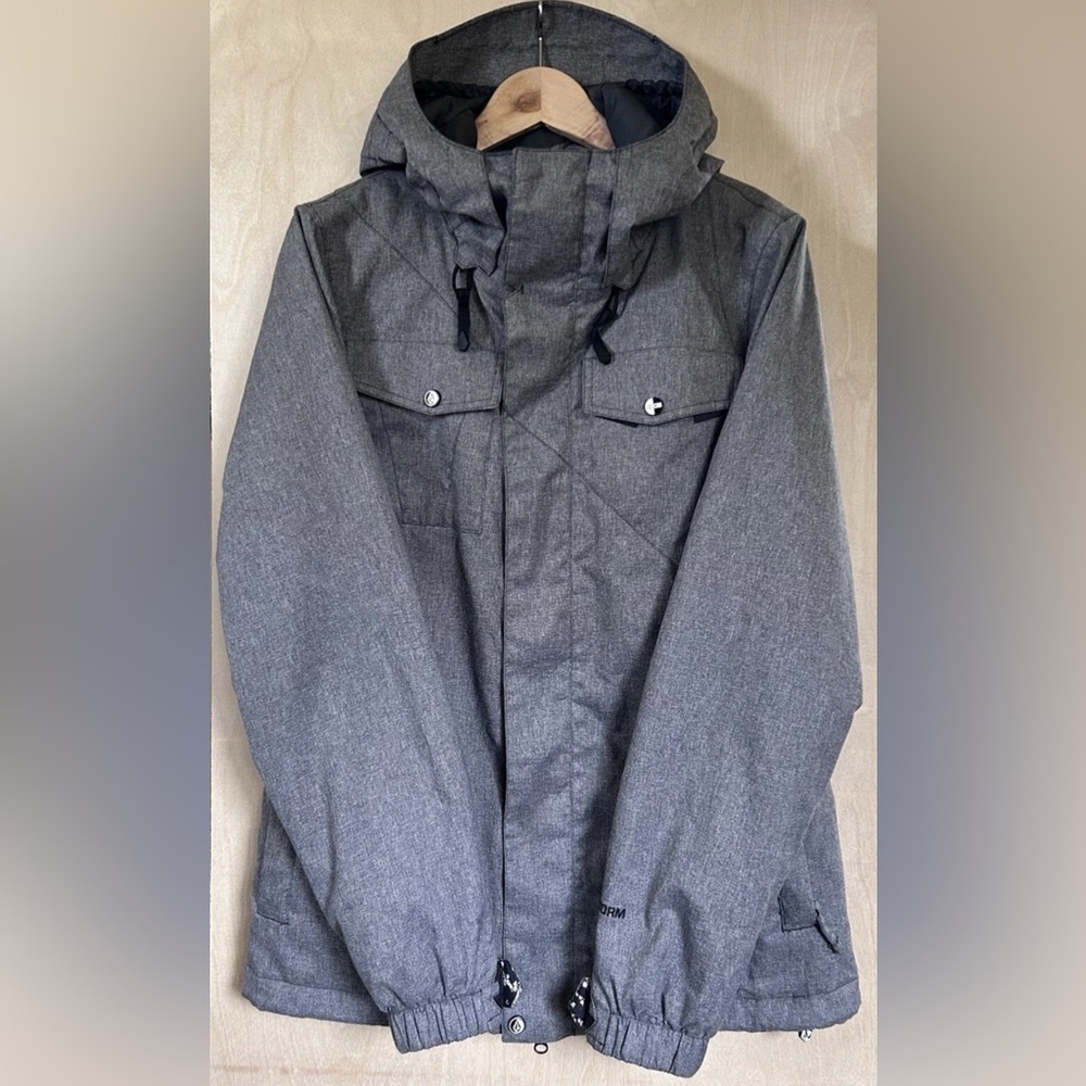 Volcom Women’s Sz M Jacket Gray Ski Snowboard 10kmm Insulated 2 way zip READ!!